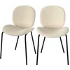 Image de Lot de 2 chaises en tissu bouclé beige et pieds en métal noir - Iris - Maison Pavane