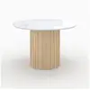 Image de Table ronde 4 personnes en marbre blanc et bois de manguier d120 cm-agathe Agathe