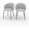 Image de Lot de 2 chaises en tissu gris clair et pieds en métal noir - Victoria - Maison Pavane