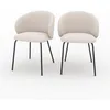 Image de Lot de 2 chaises en tissu beige et pieds en métal noir - Victoria - Maison Pavane