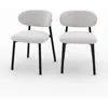 Image de Lot de 2 chaises en tissu gris clair chiné et pieds en métal noir - Nao - Maison Pavane