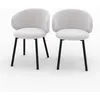 Image de Lot de 2 chaises en tissu gris clair chiné et pieds noirs - Cécilia - Maison Pavane