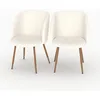 Image de Lot de 2 chaises en tissu bouclé beige - Swan - Maison Pavane