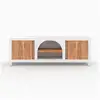 Image de Meuble tv en plâtre blanc cassé et bois d'acacia 145 cm-fira Fira