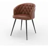 Image de Chaise en cuir de buffle marron et pieds en métal noir - Anatole - Maison Pavane