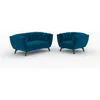 Image de Ensemble canapé et fauteuil en velours bleu 3 places - Mona - Maison Pavane