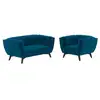 Image de Pack canapé et fauteuil en velours bleu mona 3 places Mona