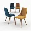 Image de Pack 4 chaises en velours bleu et jaune-vinni Vinni