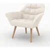 Image de Fauteuil en tissu bouclé blanc - Simba - Maison Pavane