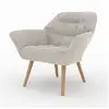 Image de Fauteuil en tissu gris clair et pieds en bois-simba Simba