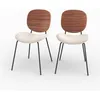 Image de Lot de 2 chaises en tissu beige chiné et bois - Simone - Maison Pavane