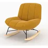 Image de Rocking chair en tissu effet velours jaune moutarde - Alvin - Maison Pavane