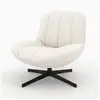 Image de Fauteuil pivotant en tissu bouclé blanc cassé-elvis Elvis