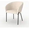 Image de Chaise en tissu blanc chiné et pieds en métal noir - Andy - Maison Pavane