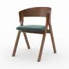 Image de Chaise en bois d'hévéa et tissu vert chiné-héloïse Héloïse