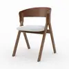 Image de Chaise en bois d'hévéa et tissu gris clair-héloïse Héloïse