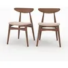 Image de Lot de 2 chaises en tissu beige et bois foncé dhévéa - Josette - Maison Pavane