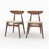 Image de Lot de 2 chaises en tissu beige et bois foncé d'hévéa-josette Josette