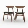 Image de Lot de 2 chaises en cuir synthétique noir et bois d'hévéa-josette Josette