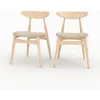 Image de Lot de 2 chaises en tissu beige et bois dhévéa - Josette - Maison Pavane