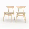Image de Lot de 2 chaises en tissu beige et bois d'hévéa-josette Josette
