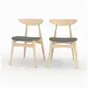 Image de Lot de 2 chaises en tissu gris et bois d'hévéa-josette Josette