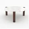 Image de Table basse ronde en marbre et bois de manguier d86 cm-pauline Pauline