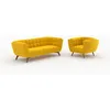 Image de Ensemble canapé et fauteuil en velours jaune 4 places - Mona - Maison Pavane