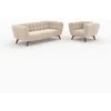 Image de Ensemble canapé et fauteuil en velours beige 4 places - Mona - Maison Pavane