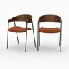 Image de Lot de 2 chaises en velours terracotta et bois de noyer-esmée Esmée