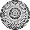 Image de Tapis dextérieur rond et réversible TERRE JARDIN motif ethnique noir et blanc diamètre 150 cm polypropylène anti-UV