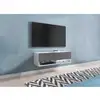 Image de Meuble tv suspendu 1 porte 2 niches blanc et gris romane - 100 cm ROMANE