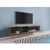 Image de Meuble tv suspendu 2 portes 2 niches en chêne et noir romane xxl - 180 cm ROMANE