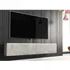 Image de Meuble tv contemporain gris béton avec led 2 portes malorie - 140 cm MALORIE