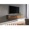 Image de Meuble tv contemporain anthracite et chêne vieilli foncé avec led 2 portes malorie - 180 cm MALORIE