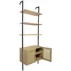 Image de Étagère murale 2 portes cannage métal noir et bois 60 x 35 x 184 cm 62104
