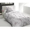 Image de Parure de couette 140x200 cm HOME LINGE PASSION POMPADOUR : Housse de couette + 1 taie doreiller - 100% Coton 57 Fils - Blanc/rose