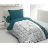 Image de Parure De Couette Microfibre Ethno - 1 Housse De Couette 140x200 Cm + 1 Taie D'oreiller 63x63 Cm - Bleu Canard -