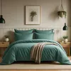 Image de Parure Housse De Couette 3pcs 240x220cm 100% Coton 57fils Bleu Canard