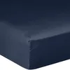 Image de Drap Housse 140x190cm Bonnet:30cm 100% Satin De Coton 105 Fils Bleu Marine