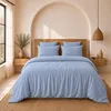 Image de Parure de couette 3 pcs 240x220 100% gaze de coton lavé bleu givrée