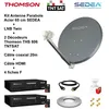 Image de Kit Parabole Acier 65 cm - SEDEA - LNB Twin Full HD 4K - 2 Décodeurs THS 806 - Câble HDMI 20m