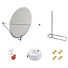 Image de Kit Antenne Parabole 130 cm Aluminium + Support de Chevron Fixation Toit 1m + LNB Twin HD 4K + Câble Coax 25m Twin + 4 Fiches F Or