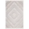 Image de Tapis Boho Chic à franges tressées CrèmeGrisBleu 80x150cm