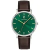 Image de Quartz Homme ESSENTIAL Argenté Cadran Soleillé Vert Bracelet Cuir Brun 20M