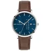 Image de Montre Homme DATA Cadran Bleu Bracelet Cuir Brun