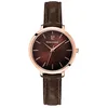 Image de Montre Femme CHOUQUETTE Doré-rose Cadran Chocolat Bracelet Cuir Chocolat 12 MM