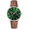 Image de Montre Homme ESSENTIAL Argenté Cadran Vert Bracelet Cuir perforé Brun 20 MM