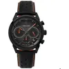 Image de Montre Homme MONARCK Noir Cadran Gris Bracelet Cuir Noir 22 MM