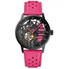 Image de Montre Femme PADDOCK Noir Cadran Noir Bracelet Cuir Rose 20 MM